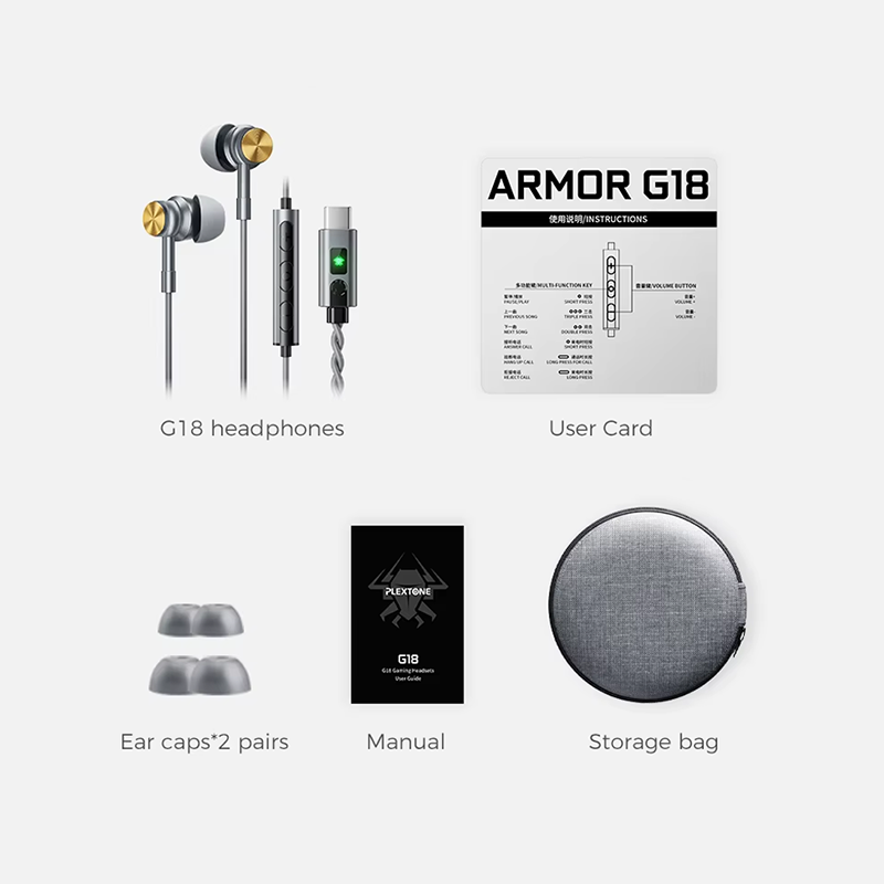Plextone G18 Type-C Gaming Earphone architecture view
